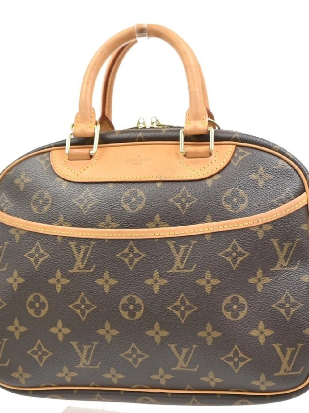 LOUIS VUITTON LV Logo Trouville Hand Bag Monogram Leather Brown